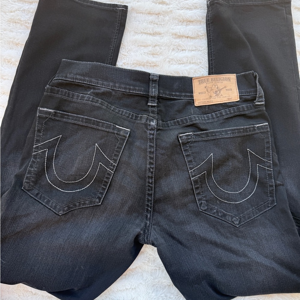 Men’s True Religion Dark Wash Moto Jeans Sz 34
